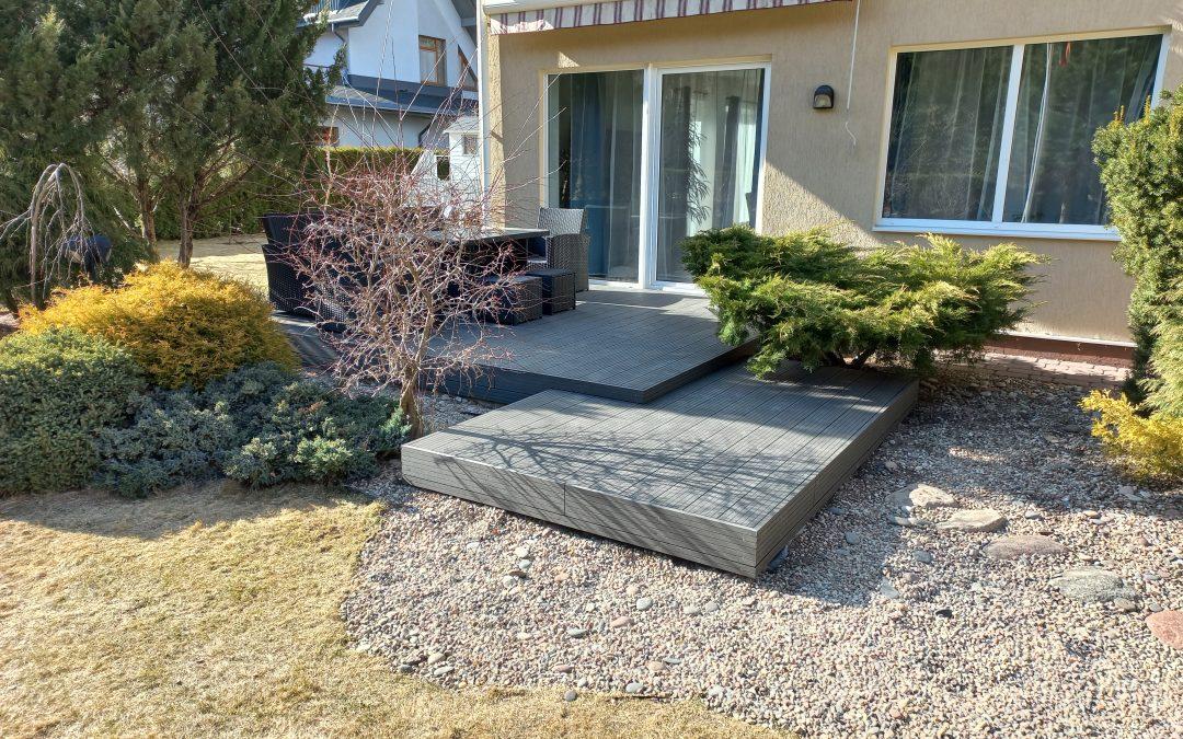 WPC (medžio kompozito) terasa – tamsiai pilka